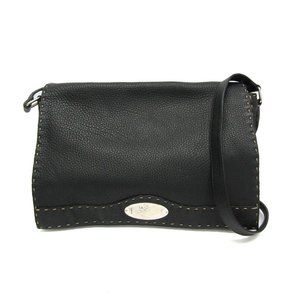 FENDI Black Leather Shoulder Bag